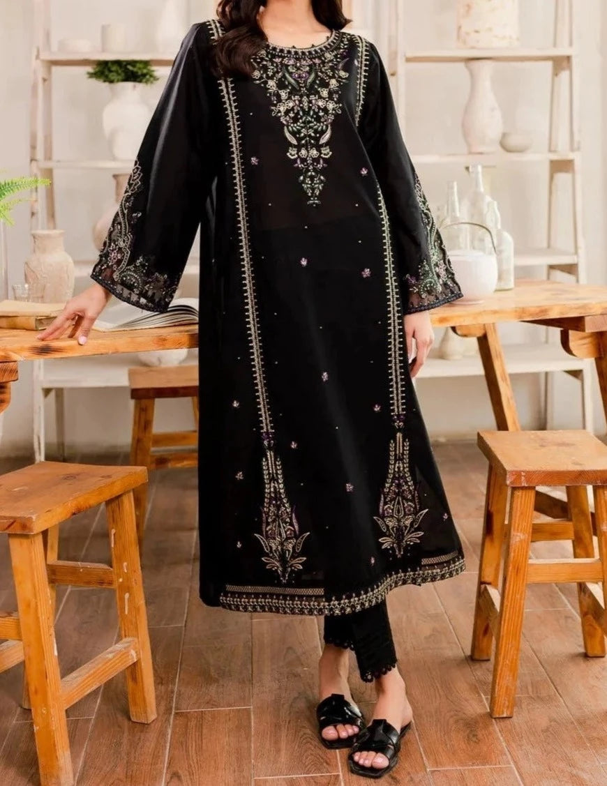 Grace W309- Embroidered 2pc Linen dress