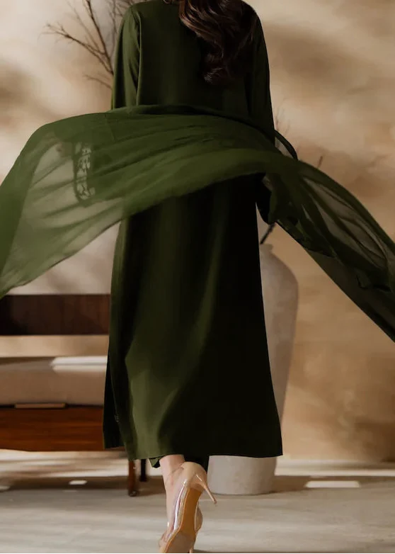 Grace Z-(W891) - Stitched Embroidered 3pc Marina Dress With Dyed Chiffon Dupatta.