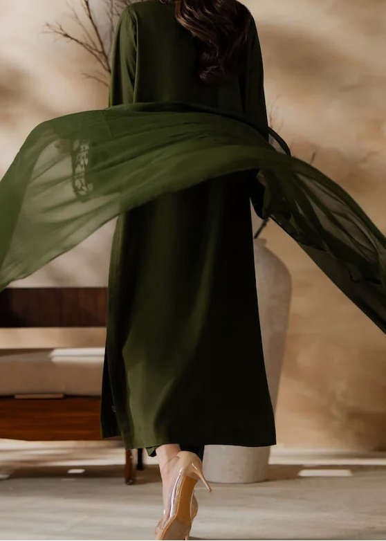 Grace W891-Embroidered 3pc Marina Dress With Dyed Chiffon Dupatta.