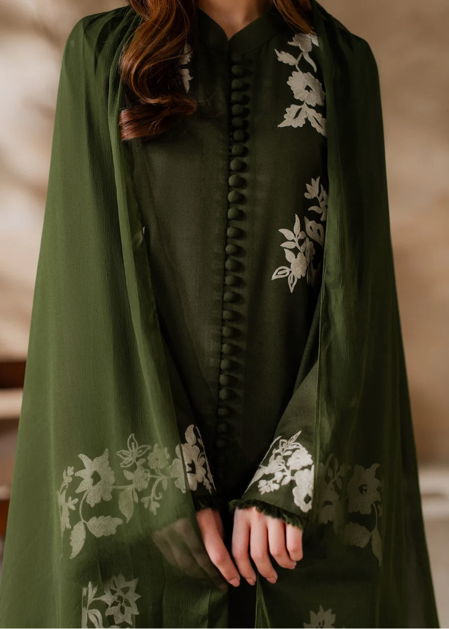 Grace W891-Embroidered 3pc Marina Dress With Dyed Chiffon Dupatta.