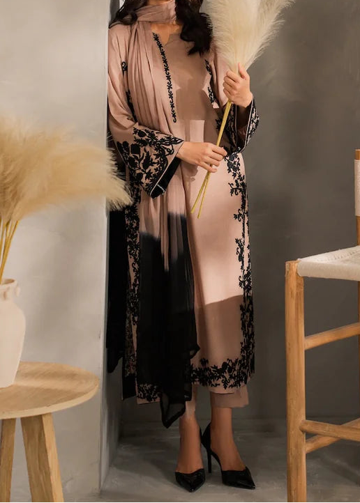 Grace W1009-Embroidered 3pc Marina Dress With Dyed Chiffon Dupatta.