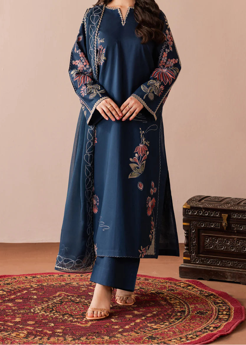 Grace W1028-Embroidered 3pc Marina Dress With Embroidered Chiffon  Dupatta.