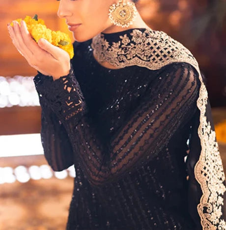 Grace W478- Embroidered 3Pc Chiffon Dress With Embroidered chiffon dupatta.