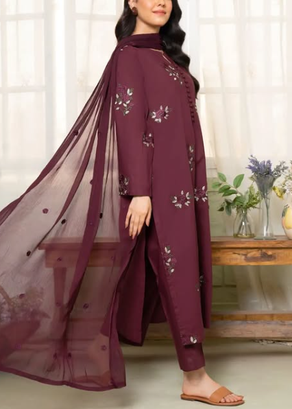 Grace S1007-Embroidered 3pc Lawn Dress with Embroidered Chiffon Dupatta.