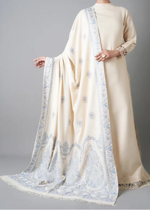 Sarinnah Premium D80-Luxury Formal Heavy Embroidered Karandi Shawl.