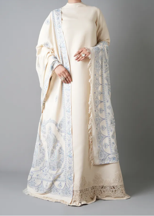 Sarinnah Premium D80-Luxury Formal Heavy Embroidered Karandi Shawl.