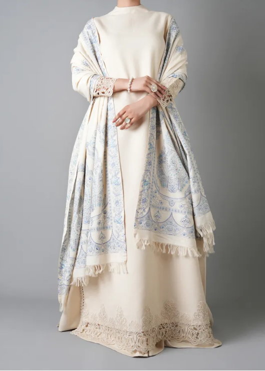 Sarinnah Premium D80-Luxury Formal Heavy Embroidered Karandi Shawl.