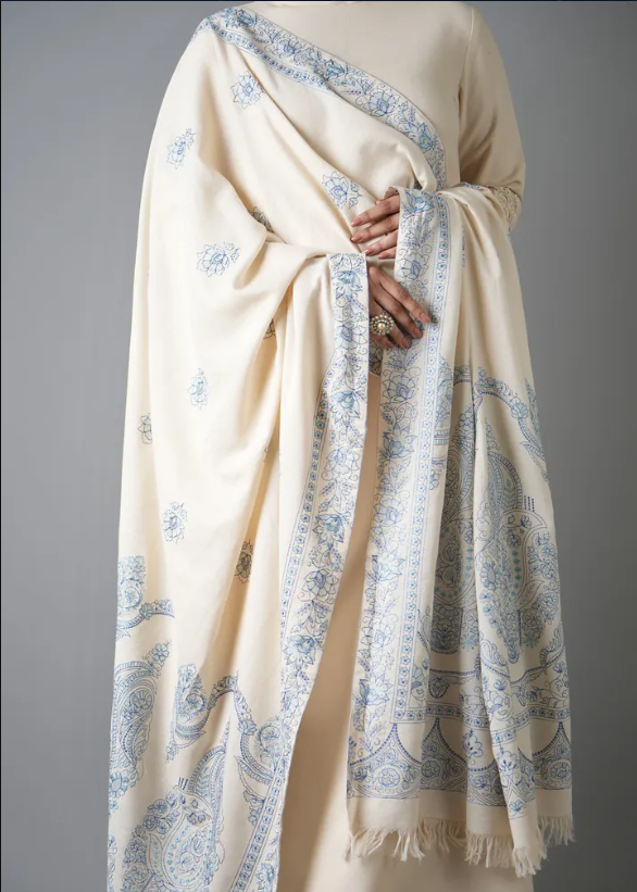 Sarinnah Premium D80-Luxury Formal Heavy Embroidered Karandi Shawl.