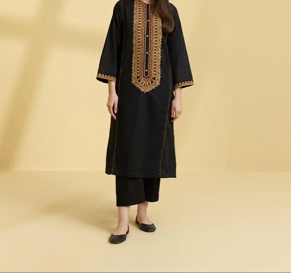 Grace W743-Embroidered 3pc Marina Dress With Printed Shawl.