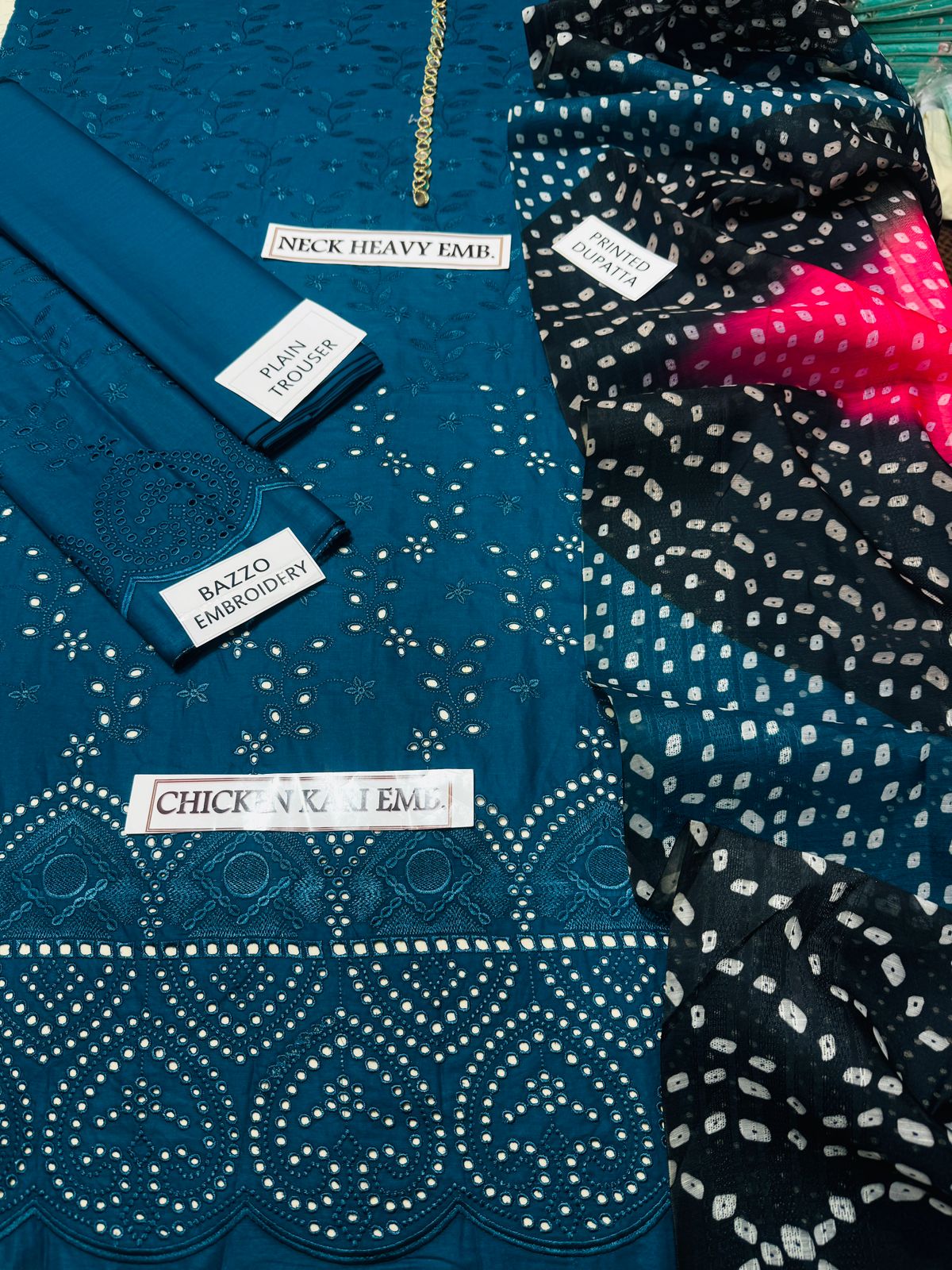 Grace S811-Embroidered 3PC Chikankari Lawn dress with Printed Munar dupatta.