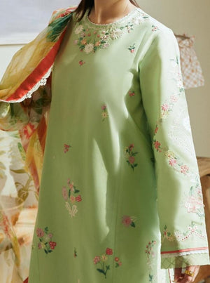 Grace S608-Embroidered 3PC Chickan Lawn with Printed Munar dupatta.