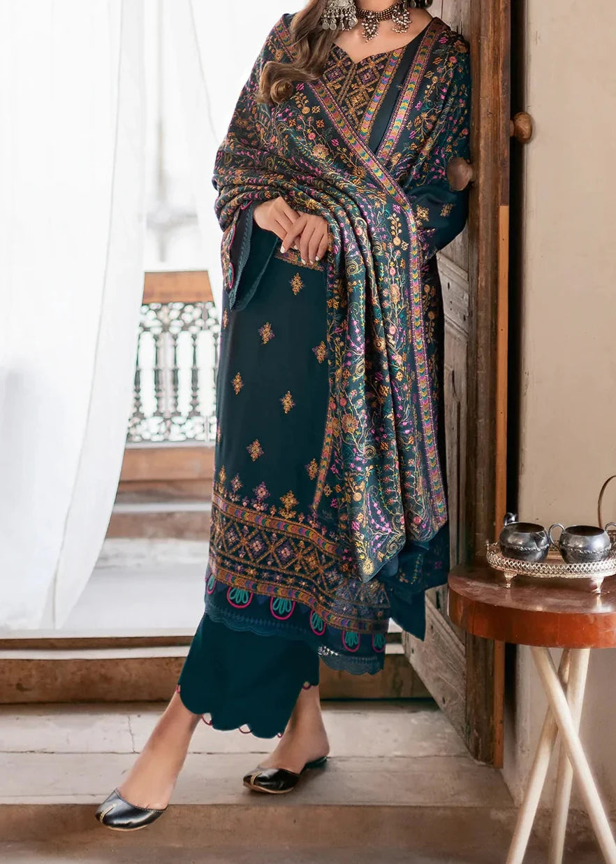 Grace W531-Embroidered 3pc marina dress with Embroidered Marina shawl.