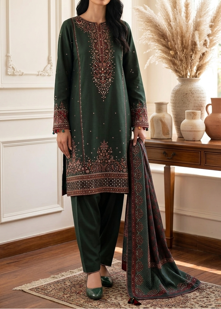 Grace S1153-Embroidered 3pc Lawn Dress With Printed Munar Dupatta.