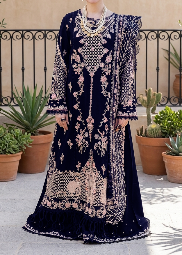 Grace S1233-Embroidered 3pc Lawn Dress With Embroidered  Munar Dupatta.