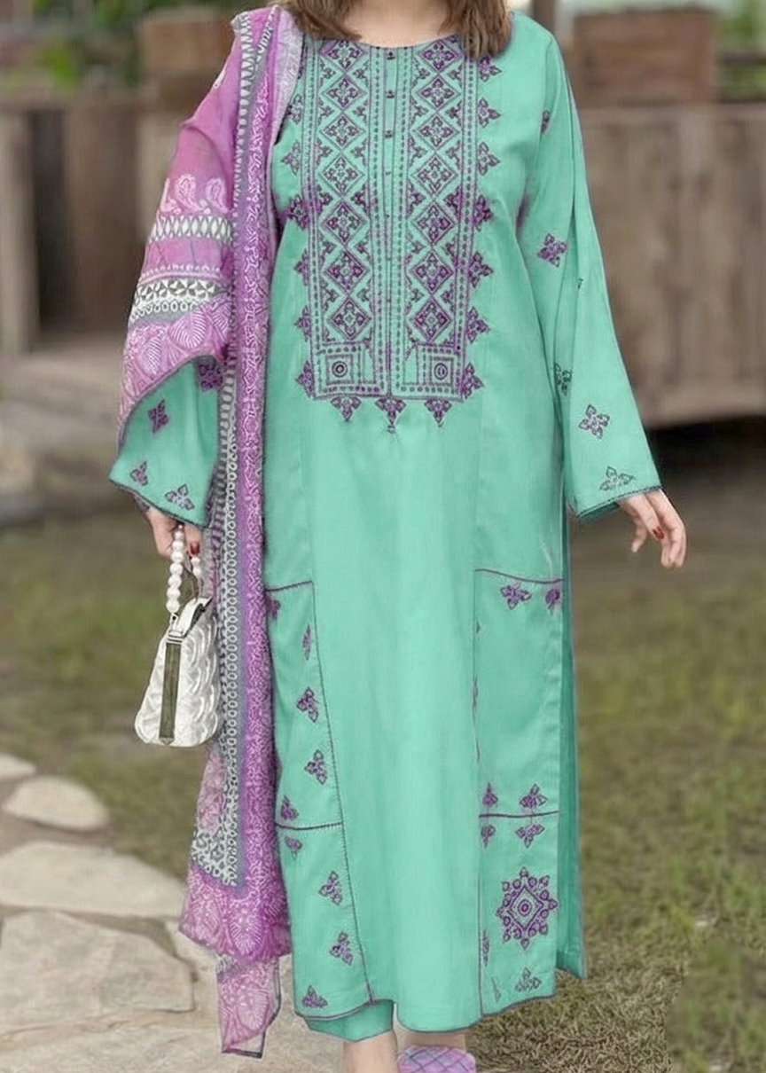 Grace S1326-Embroidered 3pc Lawn Dress With Printed Lawn Dupatta.