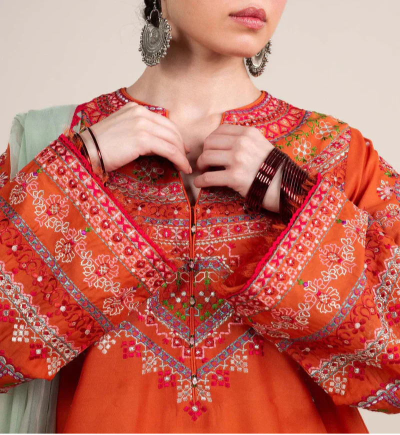 Grace Z129- Stitched Embroidered 3pc Marina Dress With Printed Shawl.