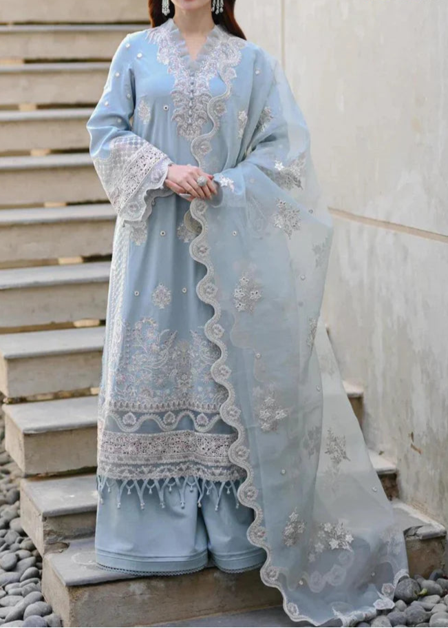 Grace S1150-Embroidered 3pc Lawn Dress With Embroidered Organza Dupatta.