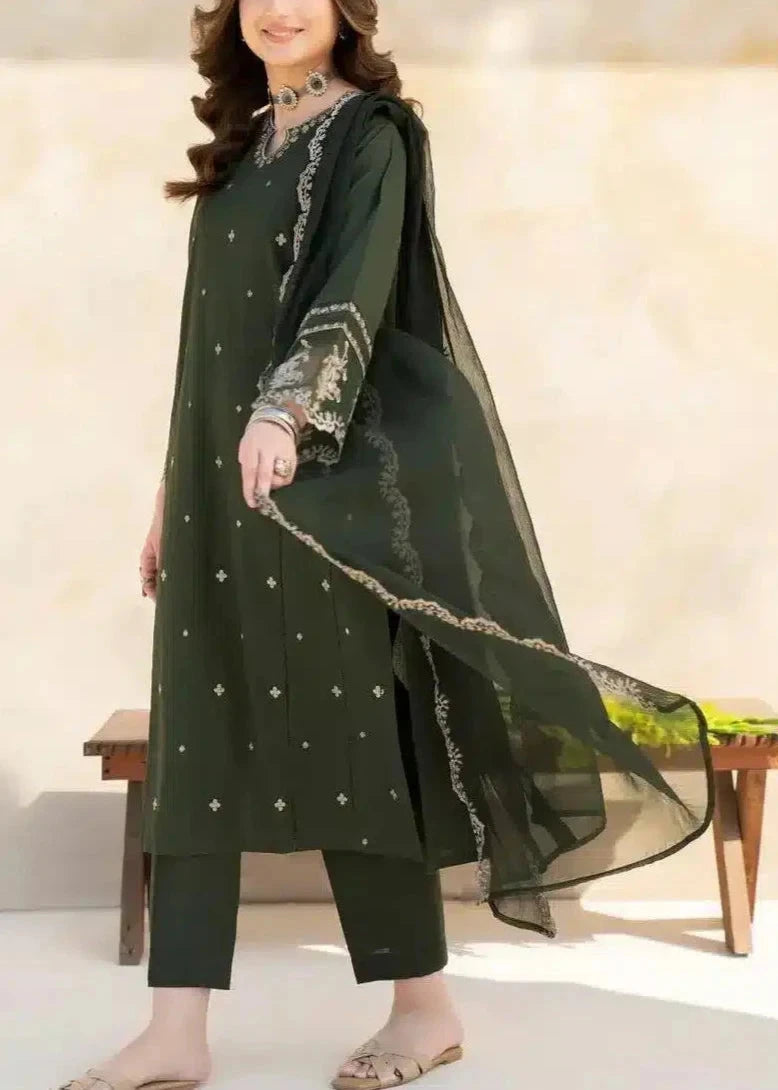 Grace W488-Embroidered 3pc marina dress with Embroidered Chiffon Dupatta.