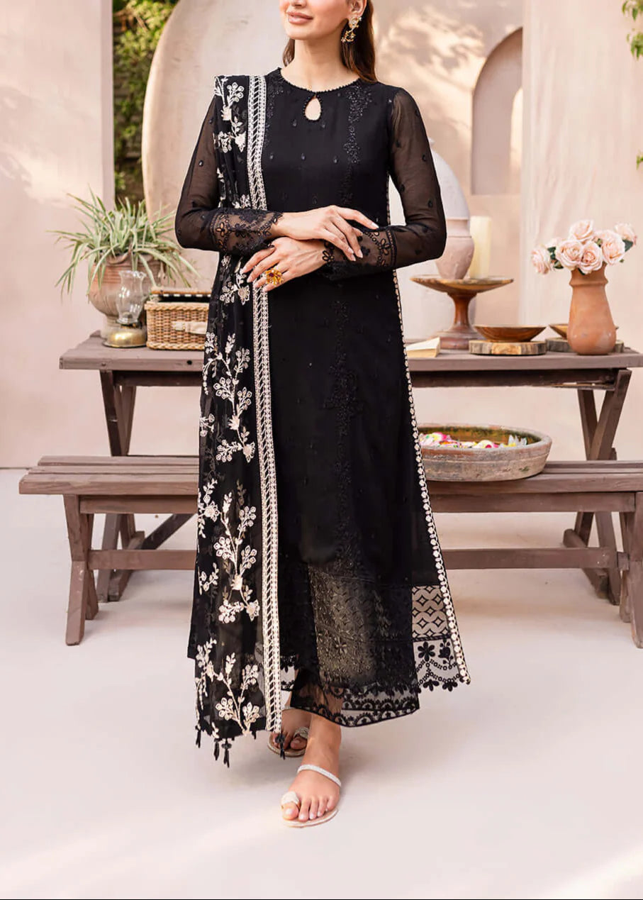 Grace Z115- Stitched Embroidered 3pc Sequence Chiffon dress with Embroidered Chiffon Dupatta.