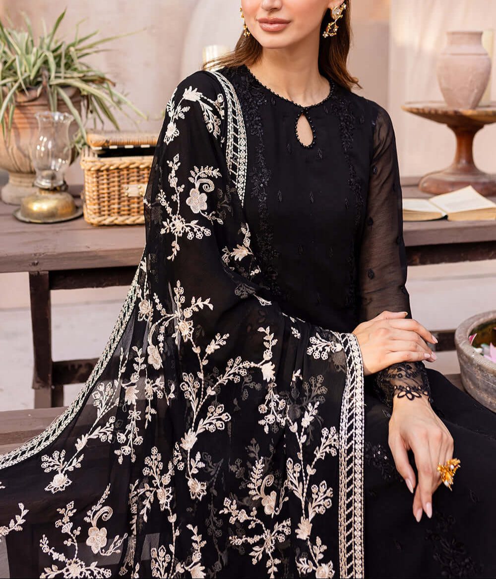 Grace S1219-Embroidered 3pc Sequence Chiffon dress with Embroidered Chiffon Dupatta.