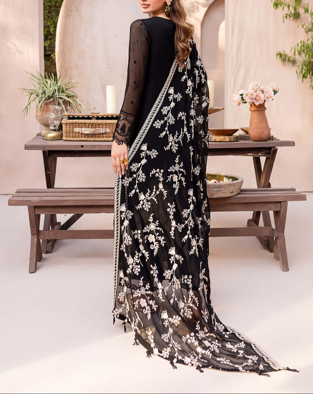 Grace S1219-Embroidered 3pc Sequence Chiffon dress with Embroidered Chiffon Dupatta.