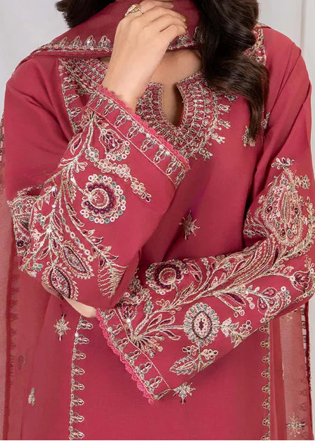 Grace W748-Embroidered 3pc Marina Dress With Embroidered Organza Dupatta.