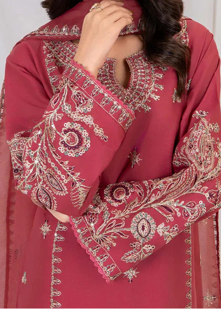 Grace Z-(W748) - Stitched Embroidered 3pc Marina Dress With Embroidered Organza Dupatta.