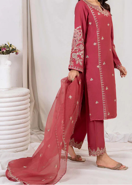 Grace W748-Embroidered 3pc Marina Dress With Embroidered Organza Dupatta.