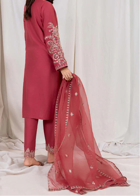 Grace W748-Embroidered 3pc Marina Dress With Embroidered Organza Dupatta.