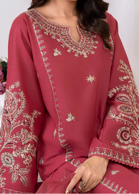 Grace Z-(W748) - Stitched Embroidered 3pc Marina Dress With Embroidered Organza Dupatta.