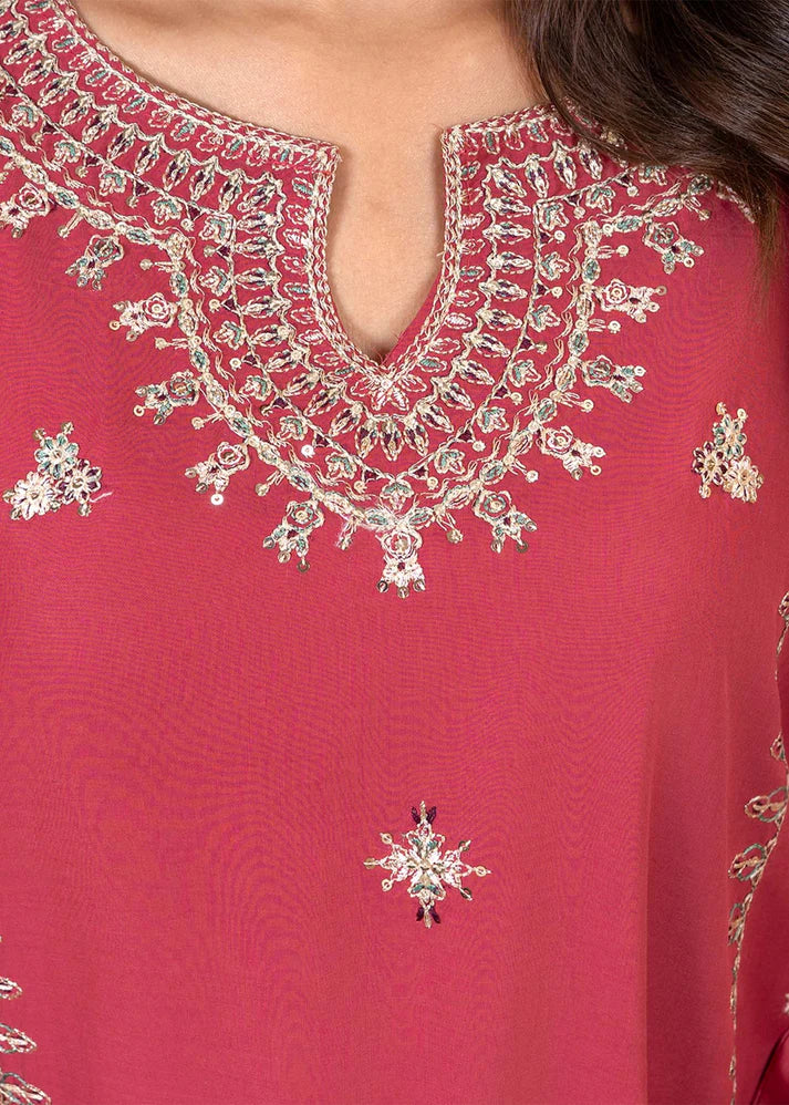 Grace W748-Embroidered 3pc Marina Dress With Embroidered Organza Dupatta.