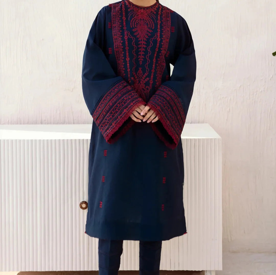 Grace W681- Embroidered 2pc Linen dress