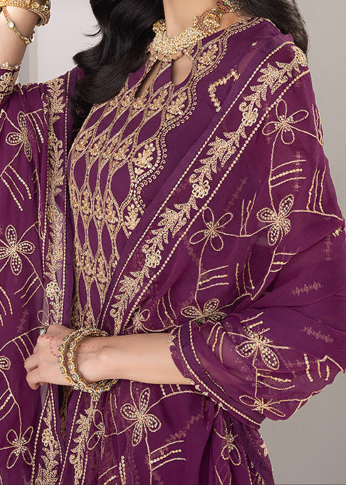 Marjanda – Embroidered Chiffon Unstitched 3Pc Suit