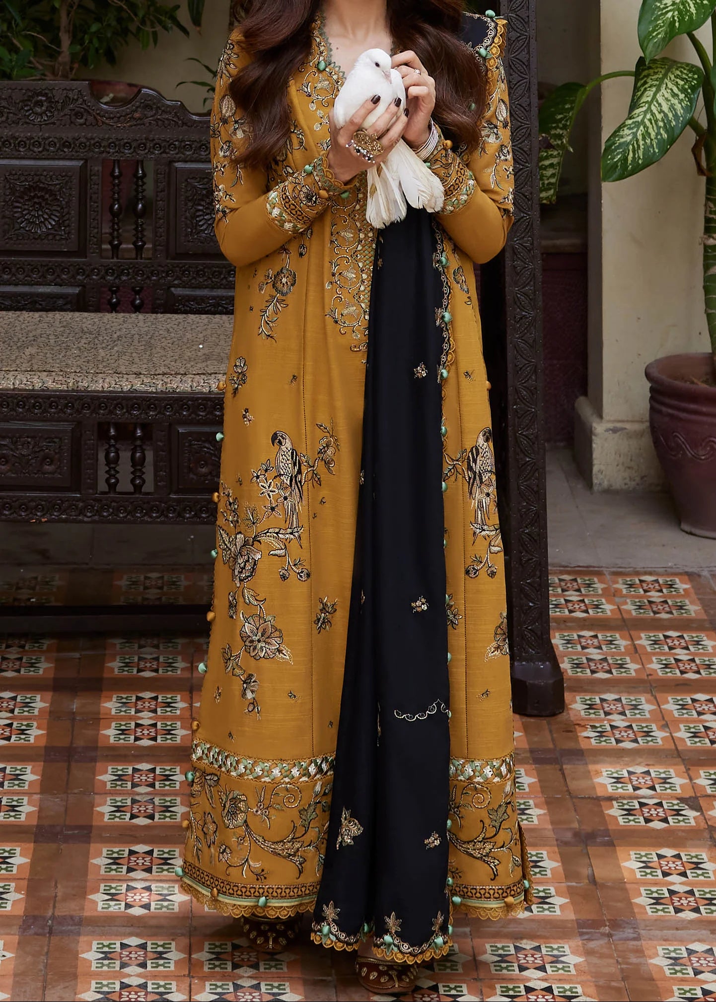 Grace S1345 - Embroidered 3pc Lawn Dress With Printed Lawn Dupatta.