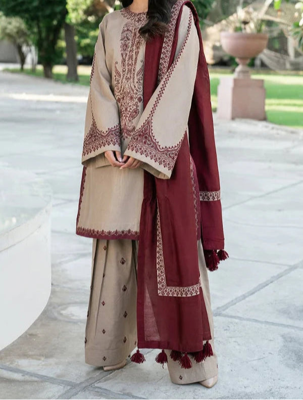 Grace S1235-Embroidered 3pc Lawn Dress With Printed Lawn Dupatta.