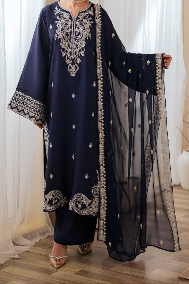 Grace S1372 - Embroidered 3pc Lawn Dress With Embroidered Chiffon Dupatta.