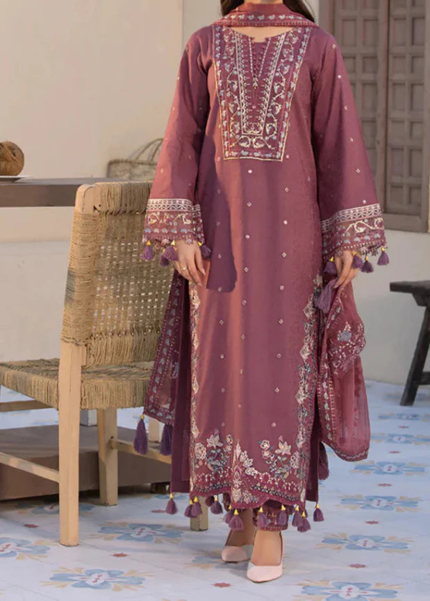 Grace Z-(W779) - Stitched Embroidered 3pc Marina Dress With Embroidered Chiffon Dupatta.