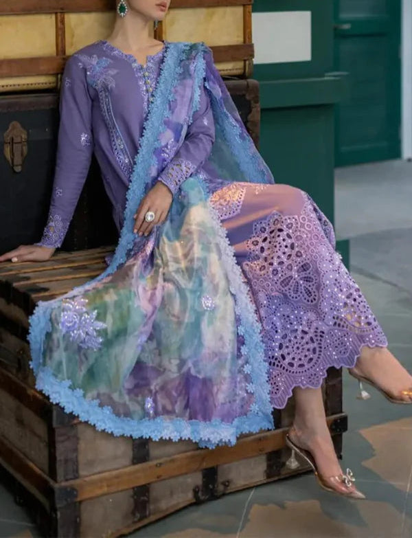 Grace S1113-Embroidered 3pc CHIKANKARI Lawn dress with Printed Munar Dupatta.