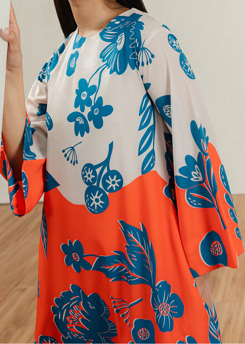 Grace W922 - Digital Printed 2pc Silk Dress.