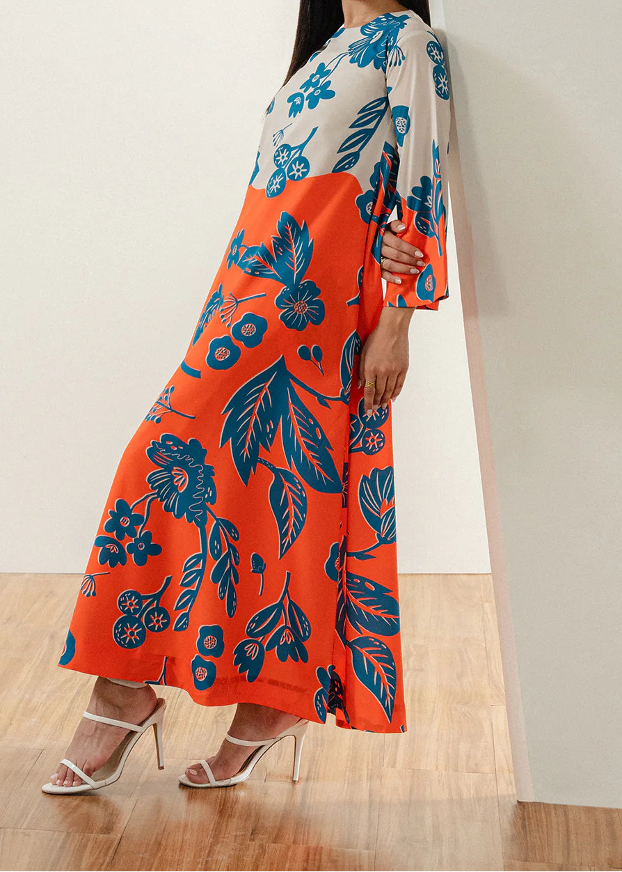 Grace W922 - Digital Printed 2pc Silk Dress.