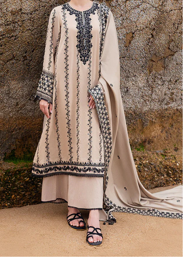 Grace Z-(W936) - Stitched Embroidered 3pc Marina Dress With Printed Shawl.