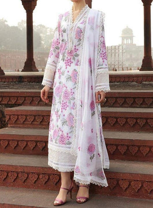 Grace S495- Embroidered 3pc lawn dress with embroidered chiffon dupatta.