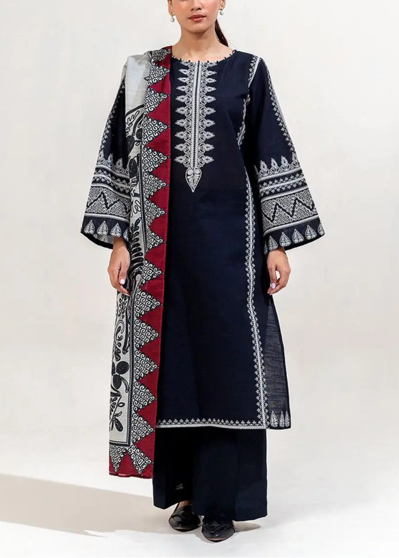 Grace W607-Embroidered 3pc Marina Dress With Printed Shawl.