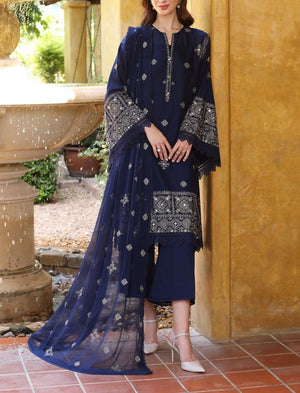 Grace S467-Embroidered 3pc lawn dress with embroidered chiffon dupatta.