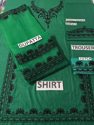 Grace S490-Embroidered 3pc lawn dress with Embroidered organza dupatta.