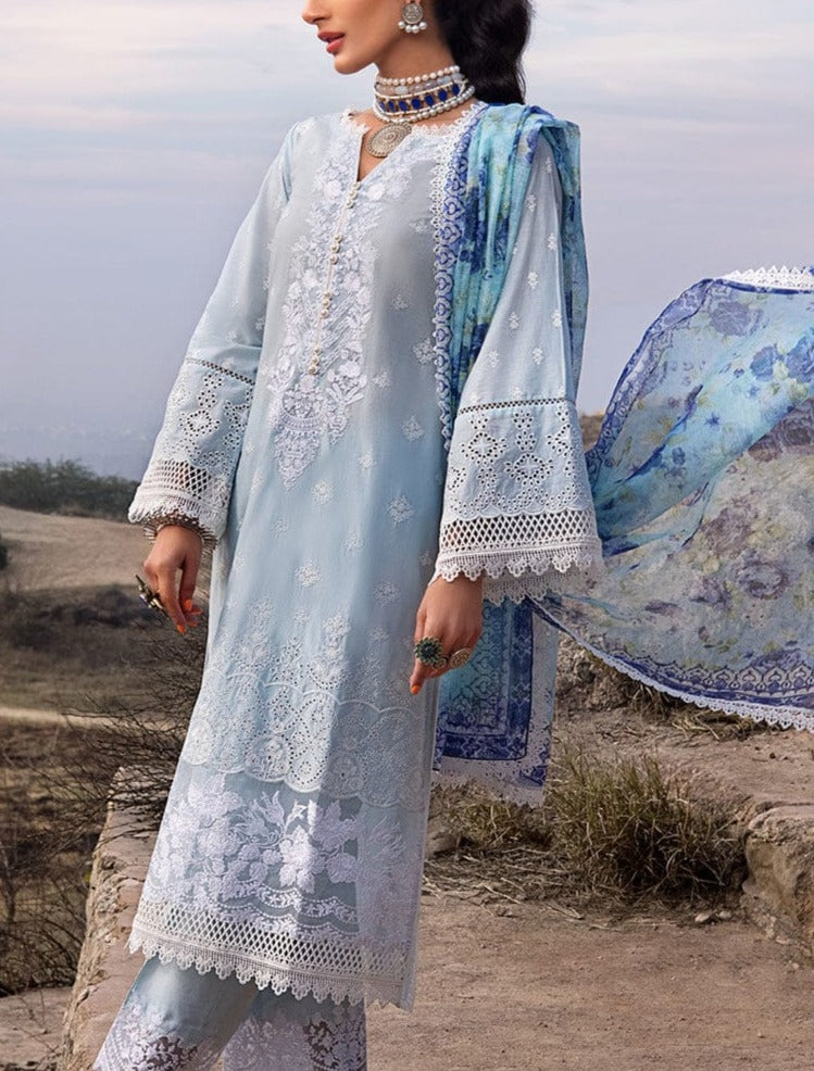 Grace S504-Embroidered 3pc lawn chickan dress with printed cotton net - gracestore.pk Grace S504-Embroidered 3pc lawn chickan dress with printed cotton net - gracestore.pk