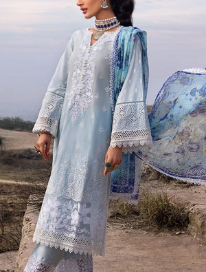 Grace S504-Embroidered 3pc lawn chickan dress with printed cotton net dupatta.