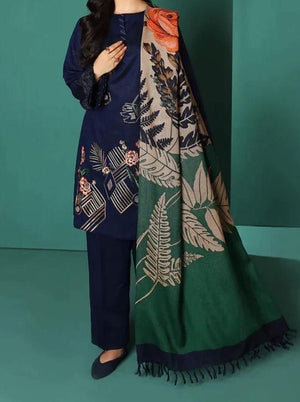 Grace S501-Embroidered 3pc lawn dress with printed silk dupatta.