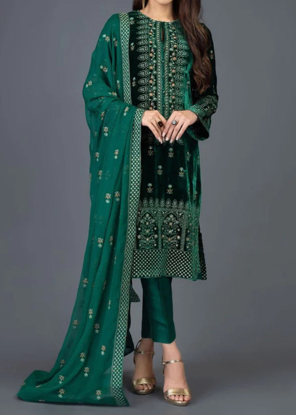 Grace W668- Embroidered Velvet Shirt