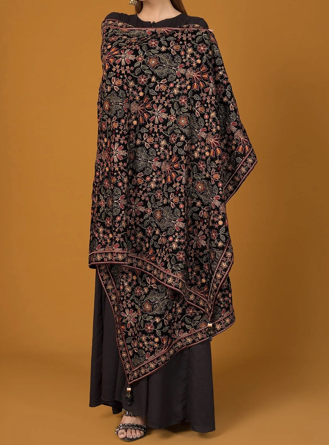 Sarinnah Premium D70-Luxury Formal Heavy Embroidered Karandi Shawl.